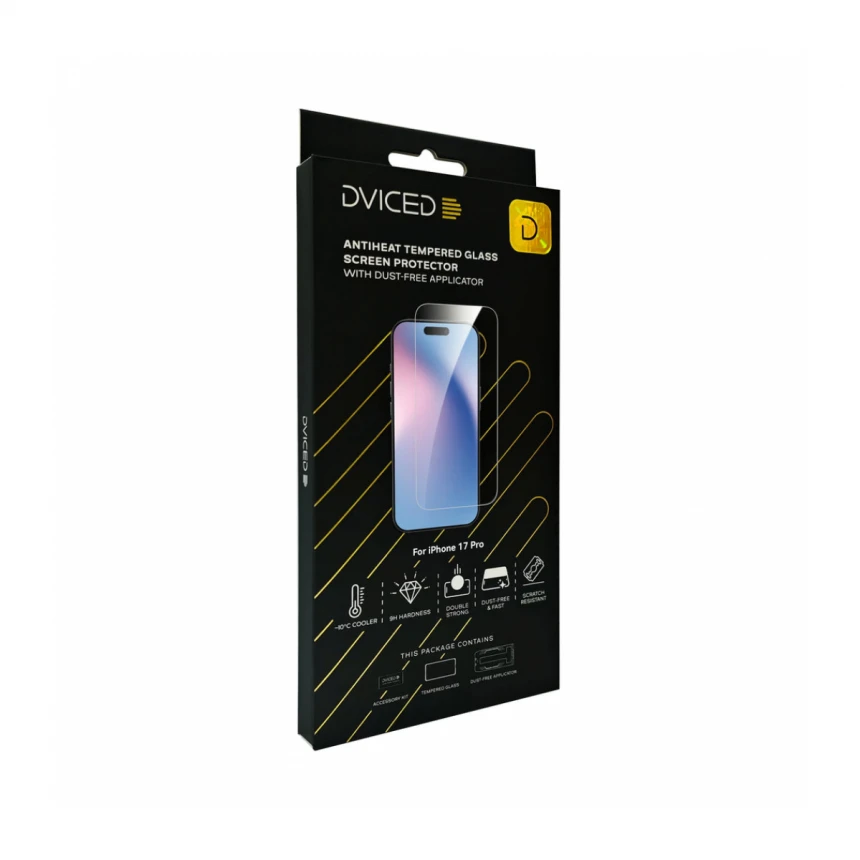 Dviced AntiHeat ojačana zaštita za ekran sa aplikatorom protiv prašine - iPhone 17 Pro