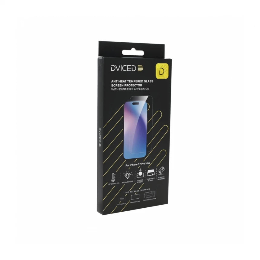 Dviced AntiHeat ojačana zaštita za ekran sa aplikatorom protiv prašine - iPhone 17 Pro Max