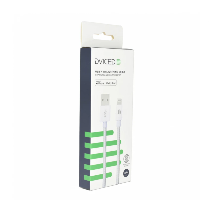 Dviced kabl USB-A na Lightning Nylon Textile 1,25m - White