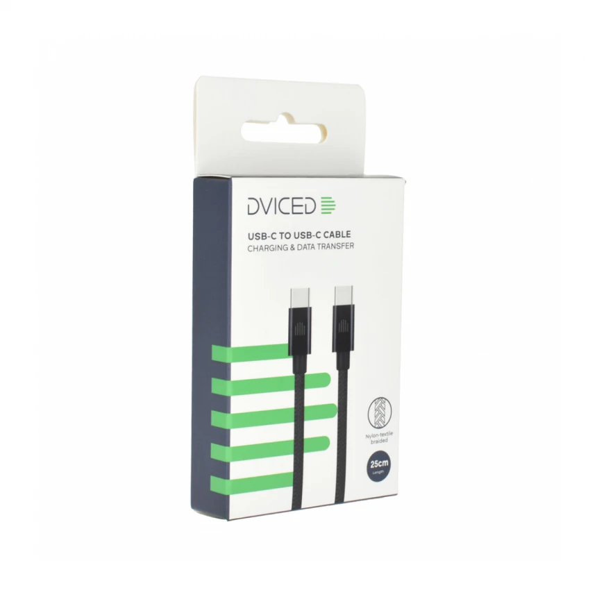 Dviced kabl USB-C na USB-C Nylon Textile 0,25m - Black