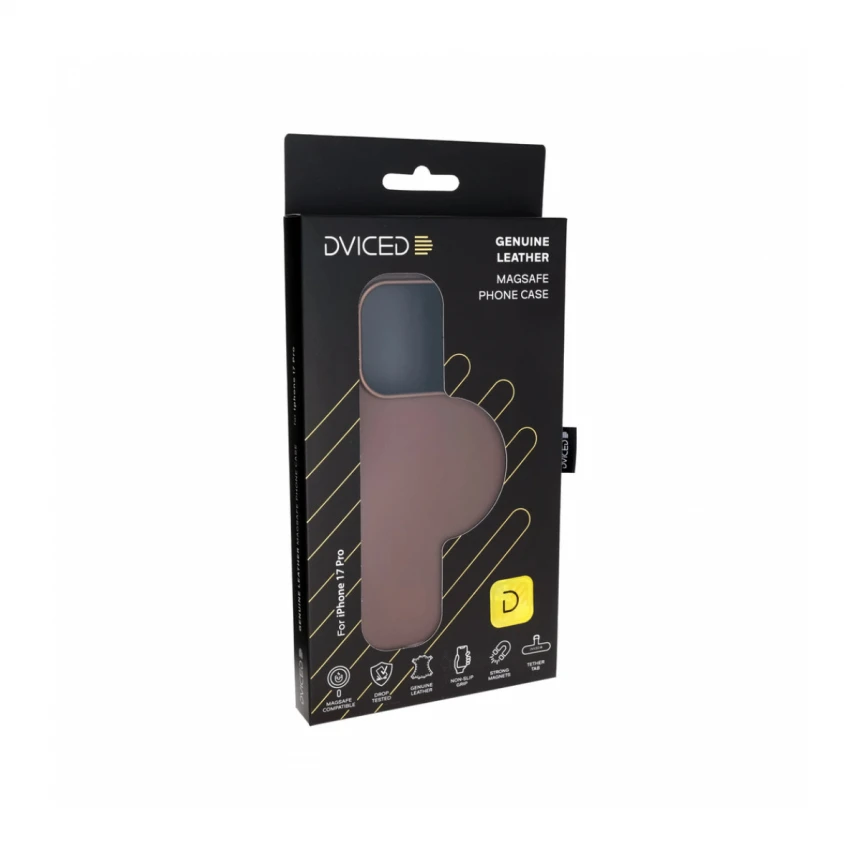 Dviced MagSafe kožna futrola za iPhone 17 Pro, braon