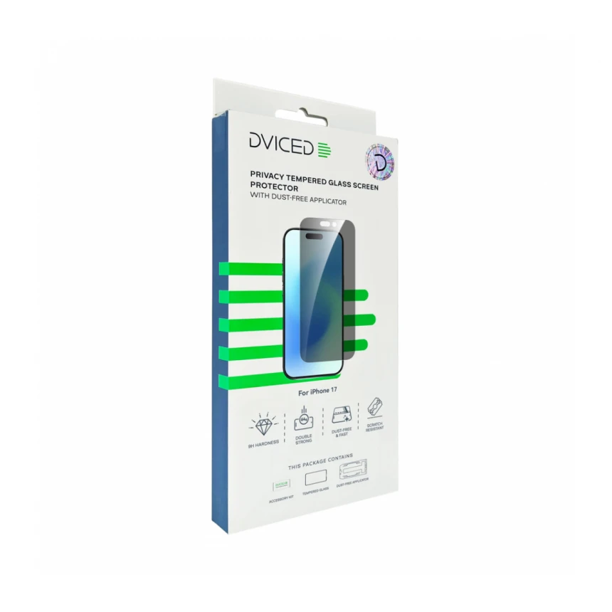 Dviced Privacy ojačana zaštita za ekran sa aplikatorom protiv prašine - iPhone 17