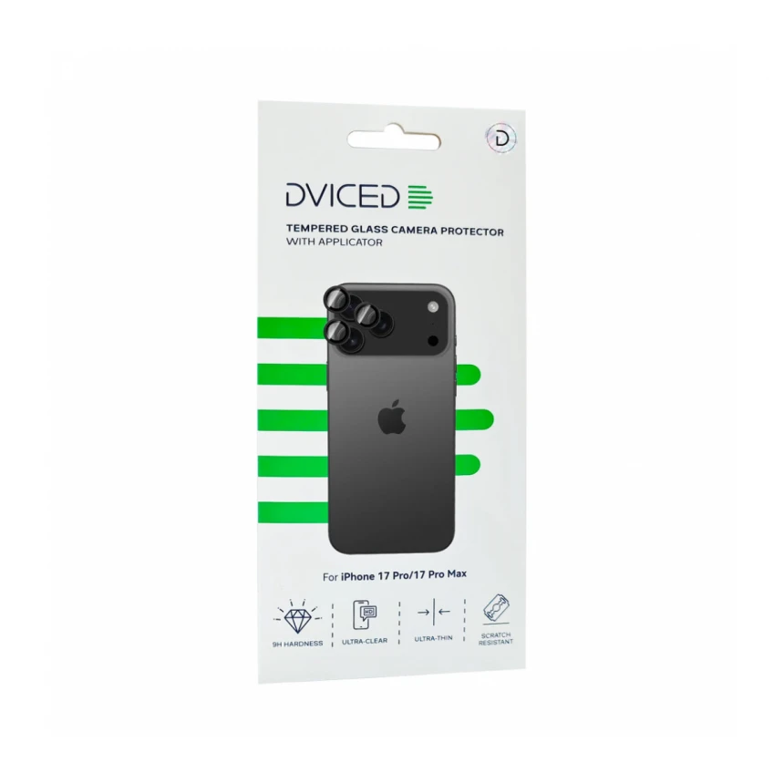 Dviced Zaštitno zaštitno kaljeno staklo za kameru iPhone 17 Pro/17 Pro Max sa aplikatorom
