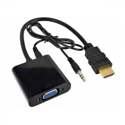 E-GREEN Adapter HDMI (M) - VGA D-sub (F) + Audio kabl 3.5mm (M/M) crni 