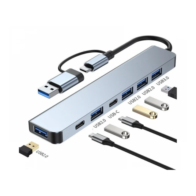 E-GREEN Adapter USB 3.0/USB 3.1 tip C (M) - USB 3.0 + 4 x USB 2.0 + 2 x tip C (7 u 2) 