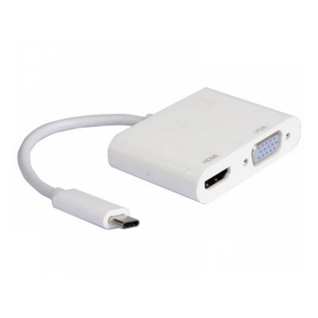 E-GREEN Adapter USB 3.1 tip C (M) - HDMI + VGA (F) beli 