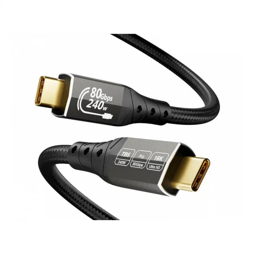 E-GREEN Kabl USB4 V2.0 USB C-CM/M Thunderbolt 5/4, 80Gbps/PD 16K@60Hz 8K@120Hz, 2m, crni 