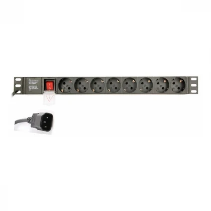 EG-PDU-014-C14 Gembird C14 Produzni kabl sa zastitom 8 uticnica 10A, PDU 1U 3M