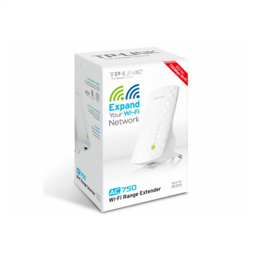 Ekstender dometa TP-LINK RE200 Wi-Fi/AC750/433Mbps/300Mbps/1xLAN/3 interne antene