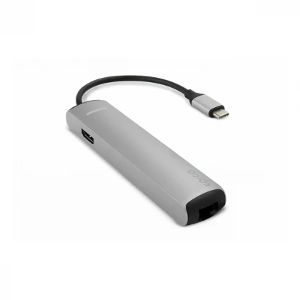 Epico Type-C Hub SLIM 4K HDMI &amp; Ethernet - silver, black cable