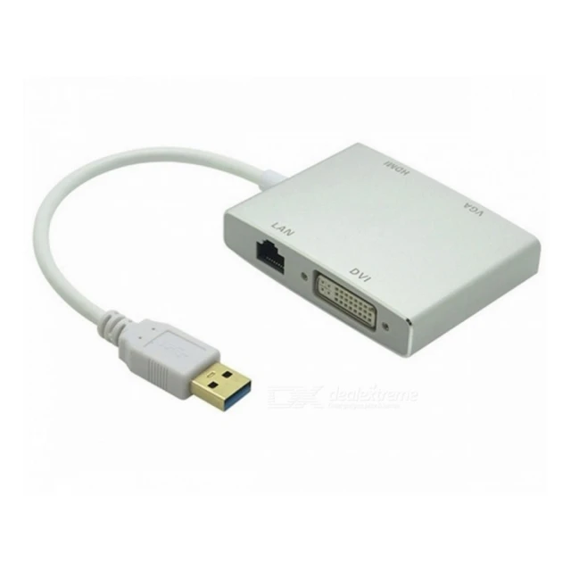 FAST ASIA Adapter-konvertor USB 3.0 na HDMI+VGA+DVI+RJ45 