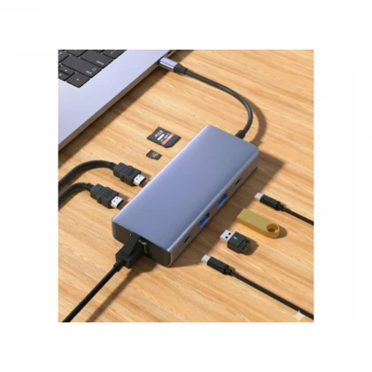 FAST ASIA Adapter TIP-C na 2xHDMI+2xUSB+2xTIP C+SD/TF+RJ45 