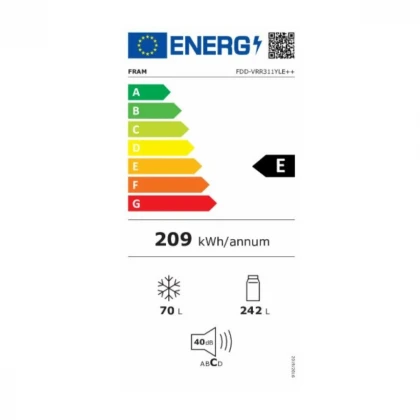 Frižider Fram FDD-VRR311YLE++ 242+69l/60x180/žuti