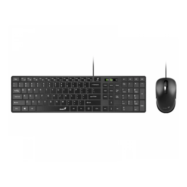 GENIUS SlimStar C126 USB US crna tastatura+ USB crni miš 