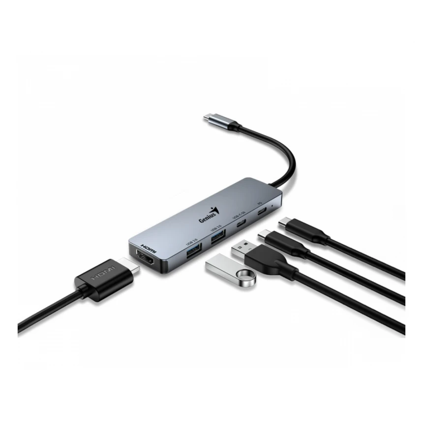 GENIUS UH-500 5-in-1 USB Hub srebrni