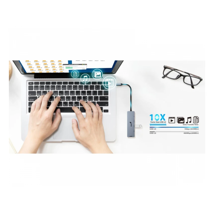 GENIUS UH-500 5-in-1 USB Hub srebrni