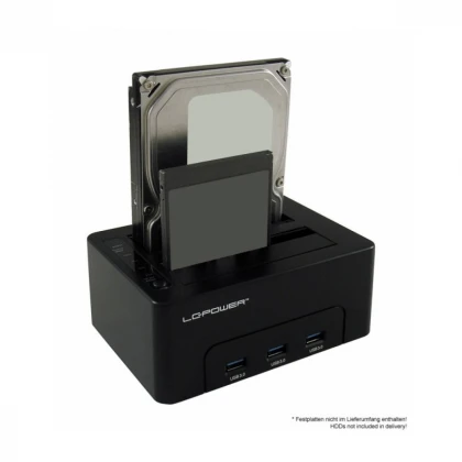 HDD D. Station dual bay LC-DOCK-U3-HUB 2xSSD/HDD, Black ,3x USB3.0 HUB