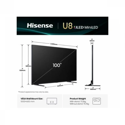 HISENSE 100 inča 100U8Q ULED Mini-LED 4K UHD Smart TV 