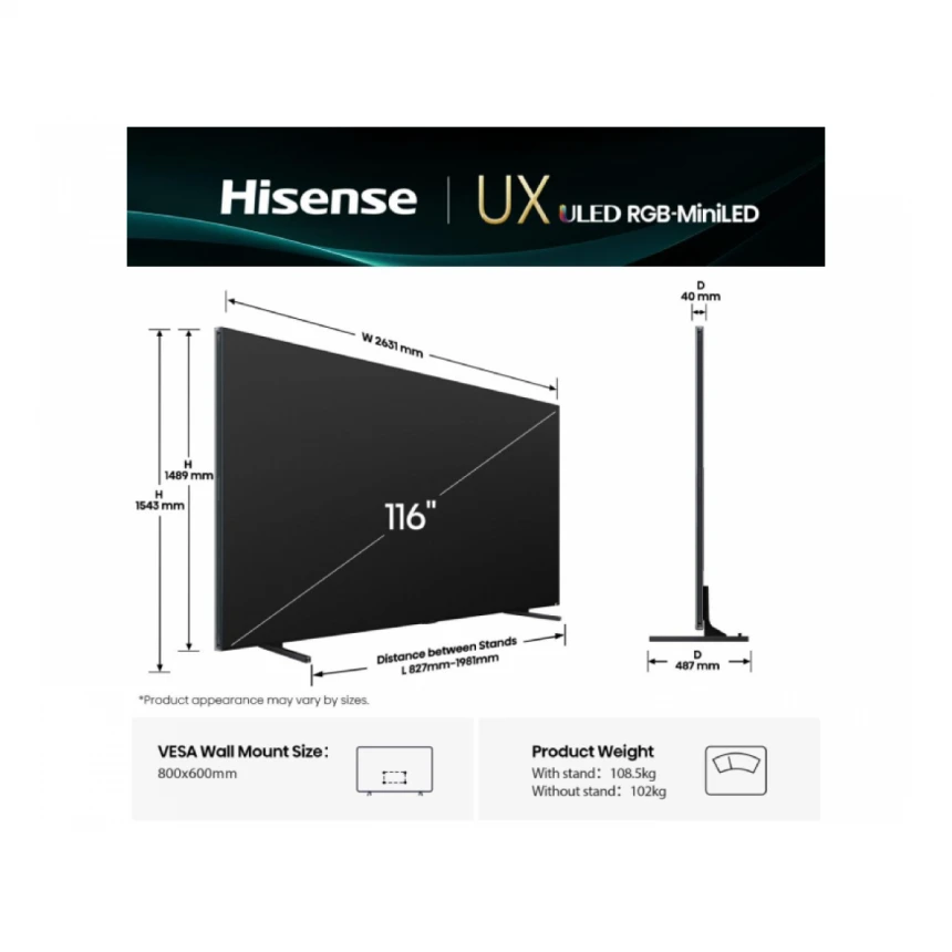 HISENSE 116 inča 116UXQ Mini-LED 4K UHD Smart TV 