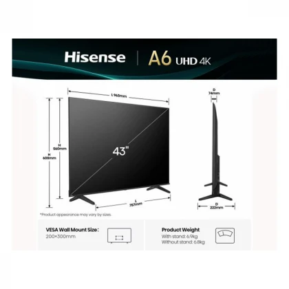 HISENSE 43 inča 43A6Q 4K UHD Smart TV 