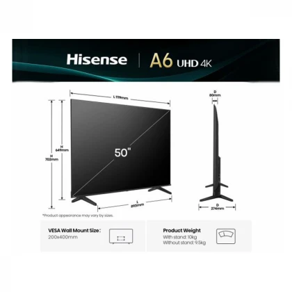 HISENSE 50 inča 50A6Q 4K UHD Smart TV 