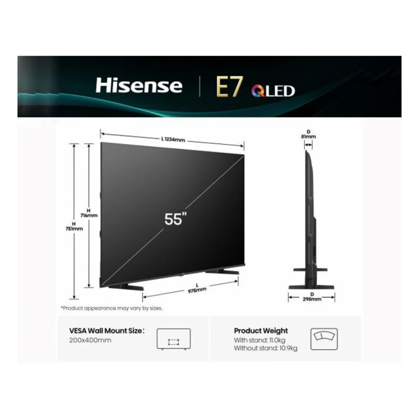 HISENSE 55 inča 55E7Q QLED 4K UHD Smart TV 