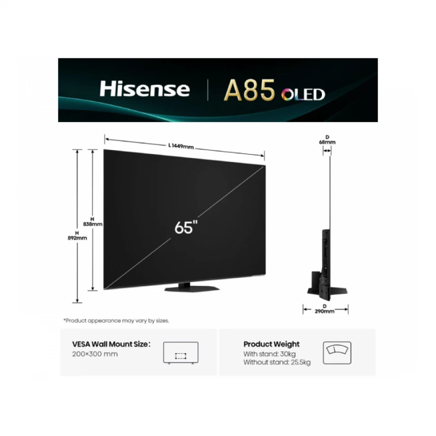 HISENSE 65 inča 65A85Q OLED 4K UHD Smart TV