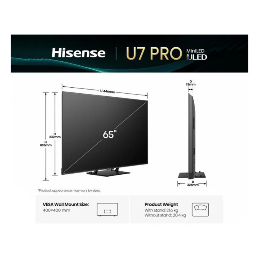 HISENSE 65 inča 65U7Q PRO ULED Mini-LED 4K UHD Smart TV 