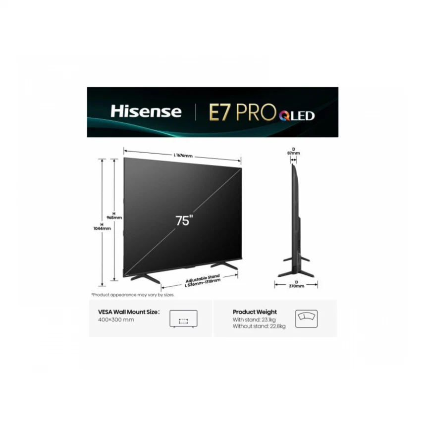 HISENSE 75 inča 75E7Q PRO QLED 4K UHD Smart TV 