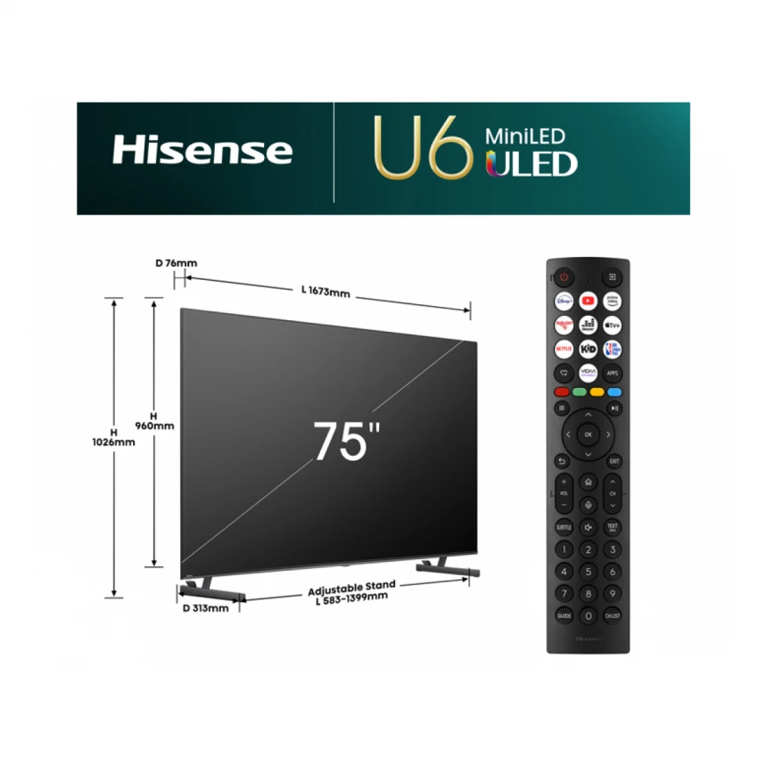 HISENSE 75 inča 75U6NQ ULED Mini-LED 4K UHD Smart TV 