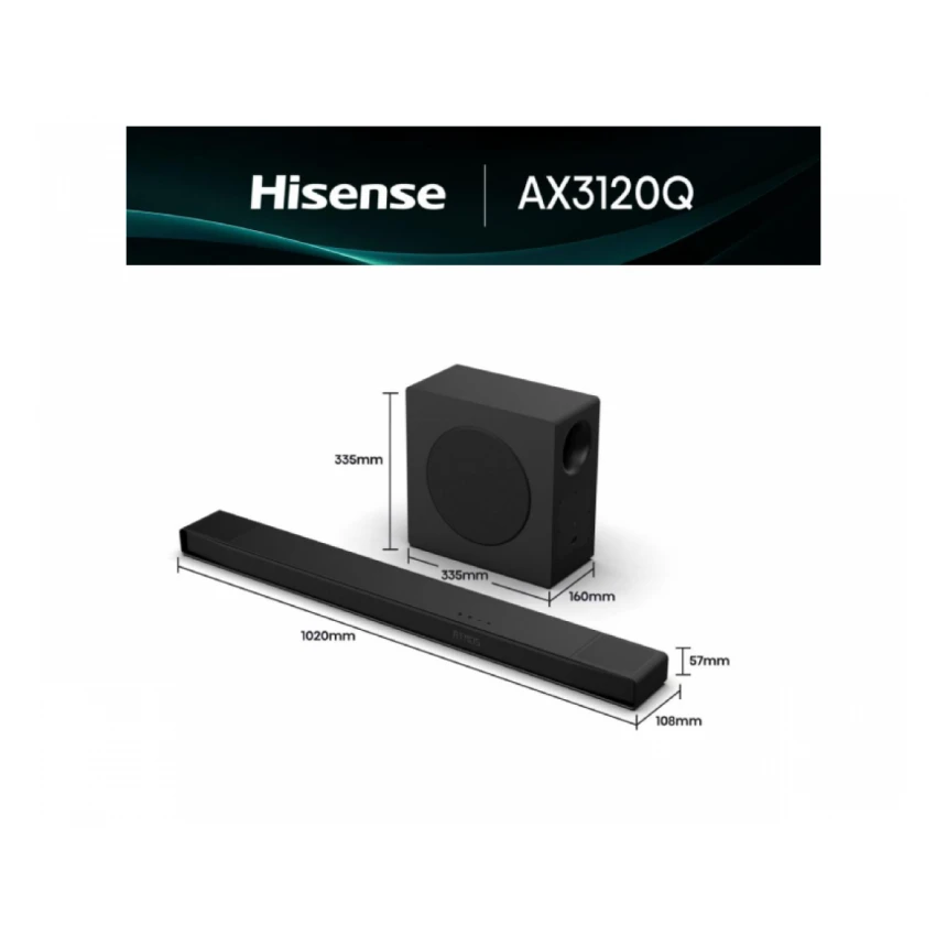HISENSE AX3120Q Dolby Atmos soundbar sa bežičnim subwooferom crni 