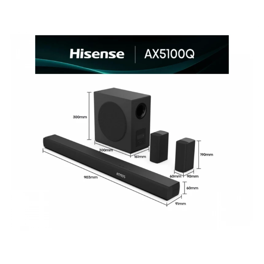 HISENSE AX5100Q Dolby Atmos soundbar sa bežičnim subwooferom crni