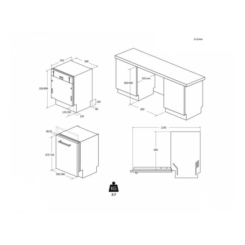 HOOVER HI 3E9E0S Eco Power Inverter ugradna mašina za pranje sudova 