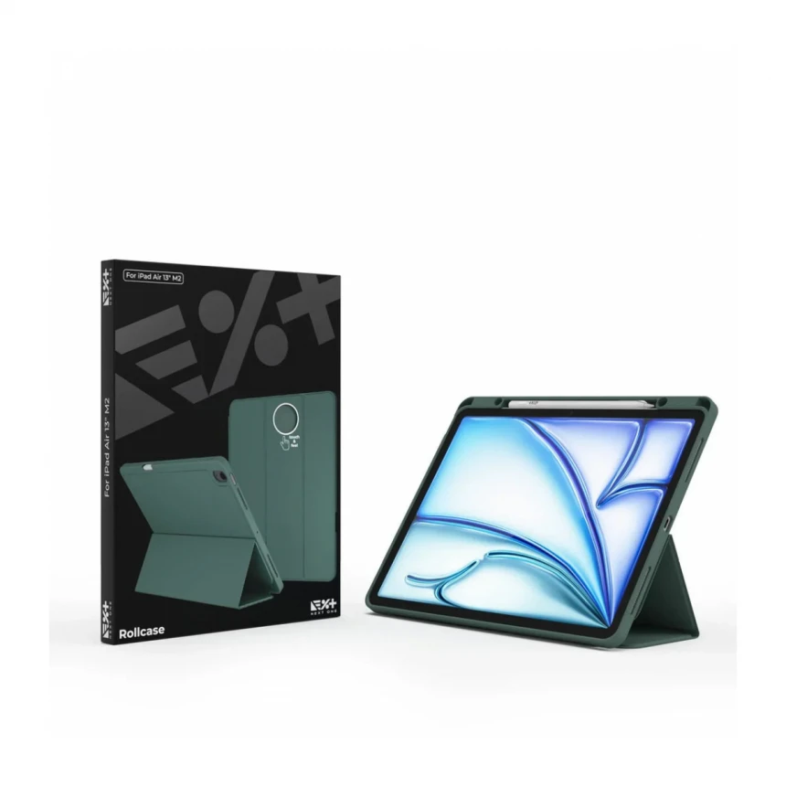 Husa de protectie Next One Rollcase pentru iPad Air 13 M2, cu suport pentru stilou, Verde