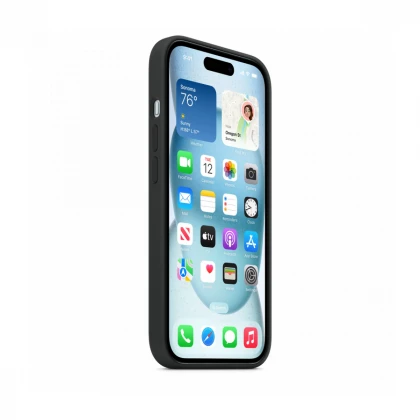 iPhone 15 Silicone Case sa MagSafe-om - Black
