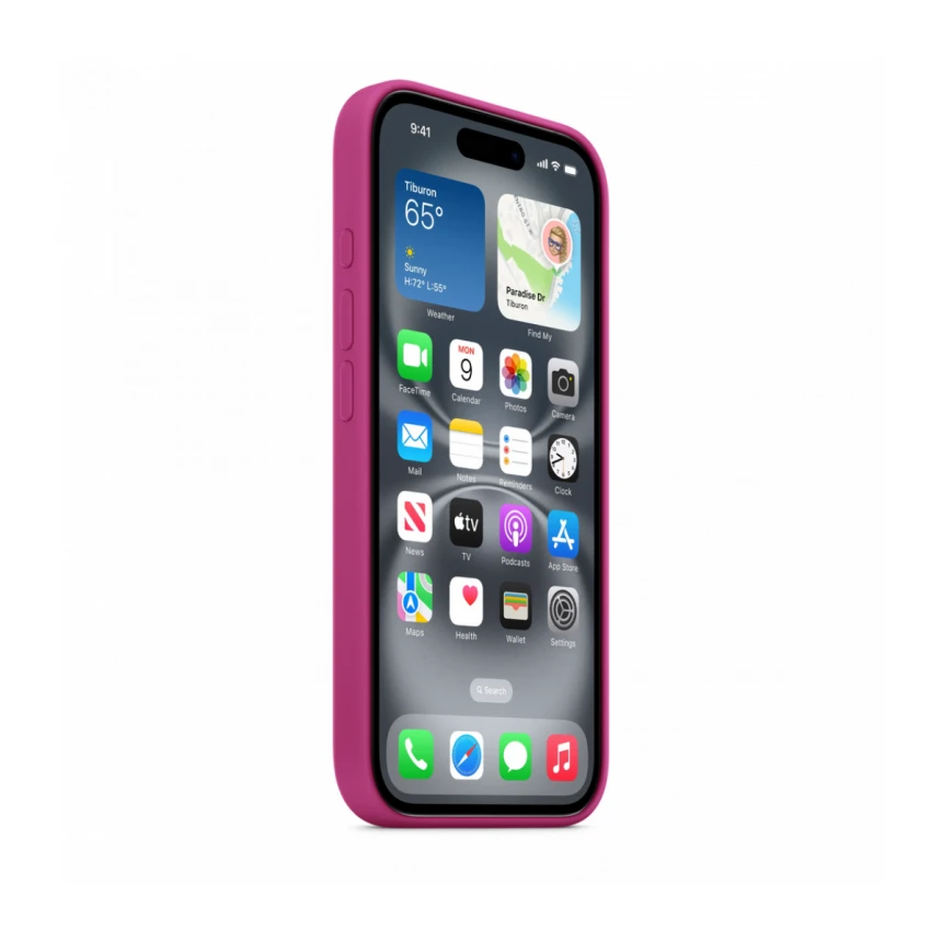 iPhone 16 Silicone Case sa MagSafe-om - Fuchsia