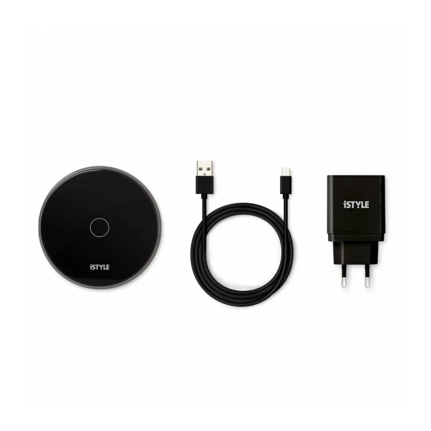iSTYLE Wireless charging pad 15W + Adapter - black