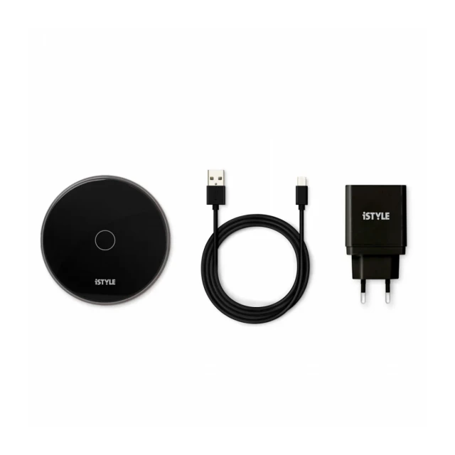 iSTYLE Wireless charging pad 15W + Adapter - black