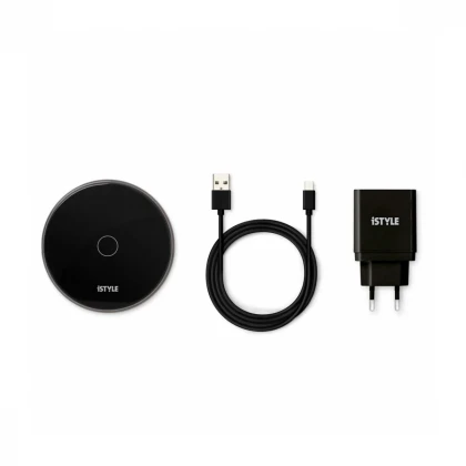 iSTYLE Wireless charging pad 15W + Adapter - black
