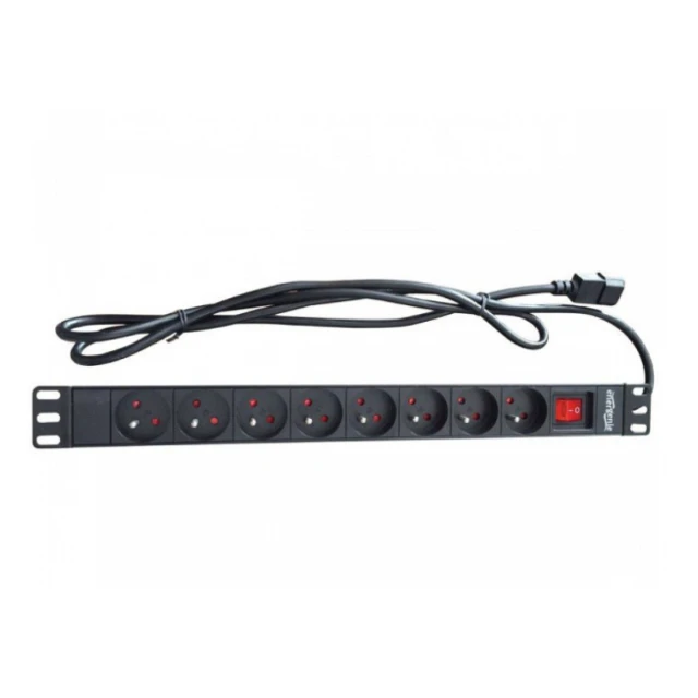 Kabl 230V razvodni PDU panel 19/1U sa 8 utičnih mesta,1.8m C14 (PDU-8SP-1U-C14)