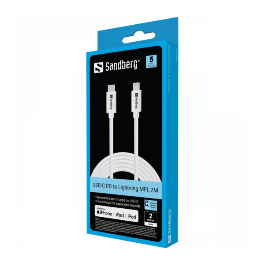 Kabl Sandberg 136-59 USB-C PD na Lightning MFI, 2M