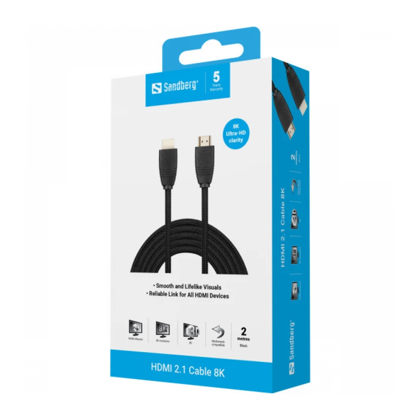 Kabl Sandberg 509-14 HDMI na HDMI M/M 2.1 8K 2m