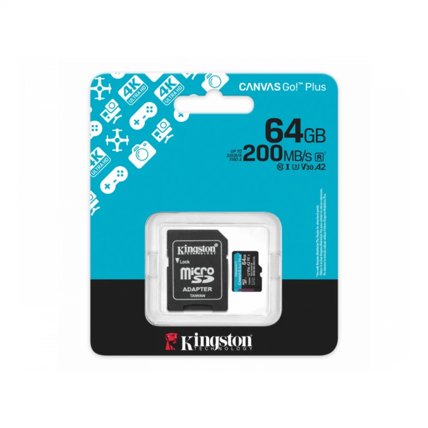 KINGSTON 64GB SDXC Canvas Go Plus Gen4 200MB/s C10 UHS-I U3 V30 SDG4/64GB