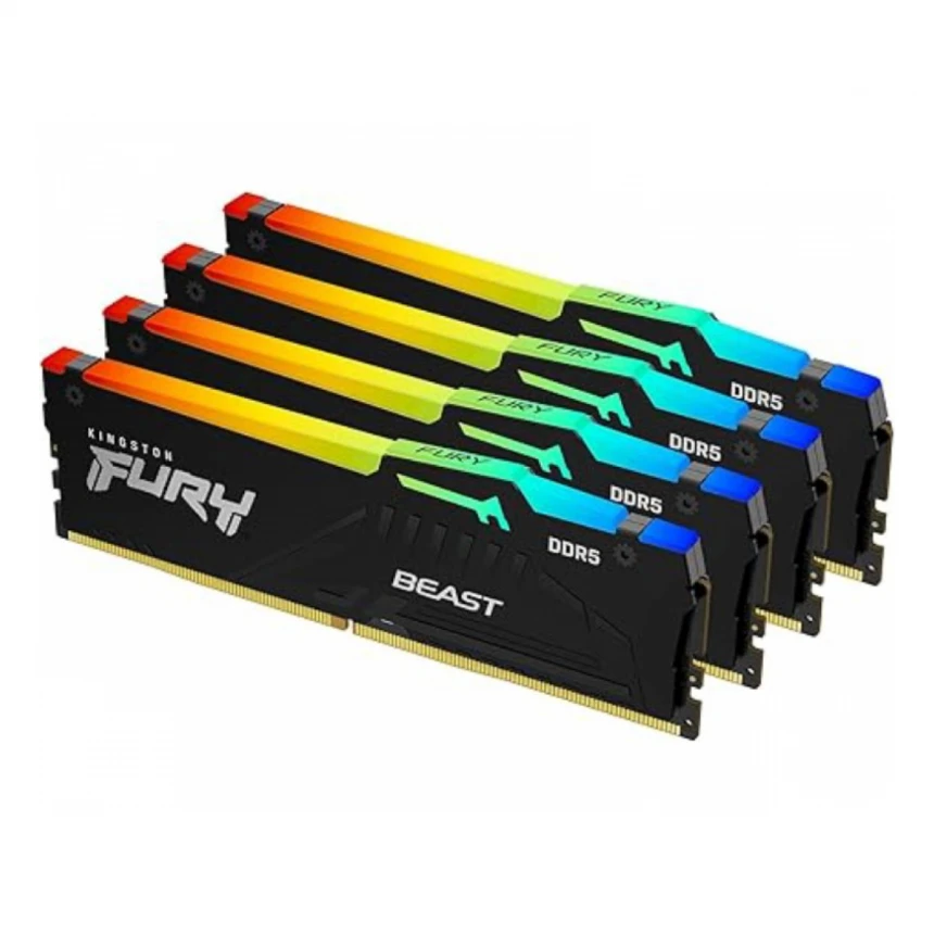 KINGSTON DIMM DDR5 128GB (4x32GB kit) 5600MT/s KF556C40BBAK4-128 FURY Beast RGB Black XMP 