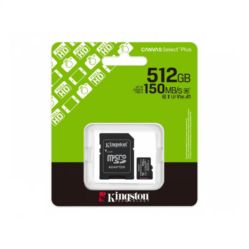 KINGSTON Memorijska kartica U1 V10 SDXC 512GB Canvas Select Plus G3 150R SDCS3/512GB + adapter 