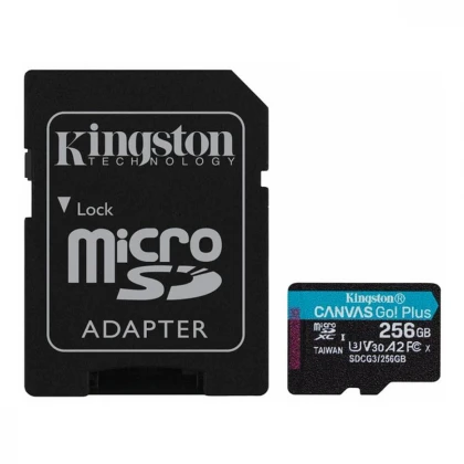 KINGSTON Memorijska kartica U3 V30 microSDXC 256GB Canvas Go Plus 170R A2 + adapter SDCG3/256GB 