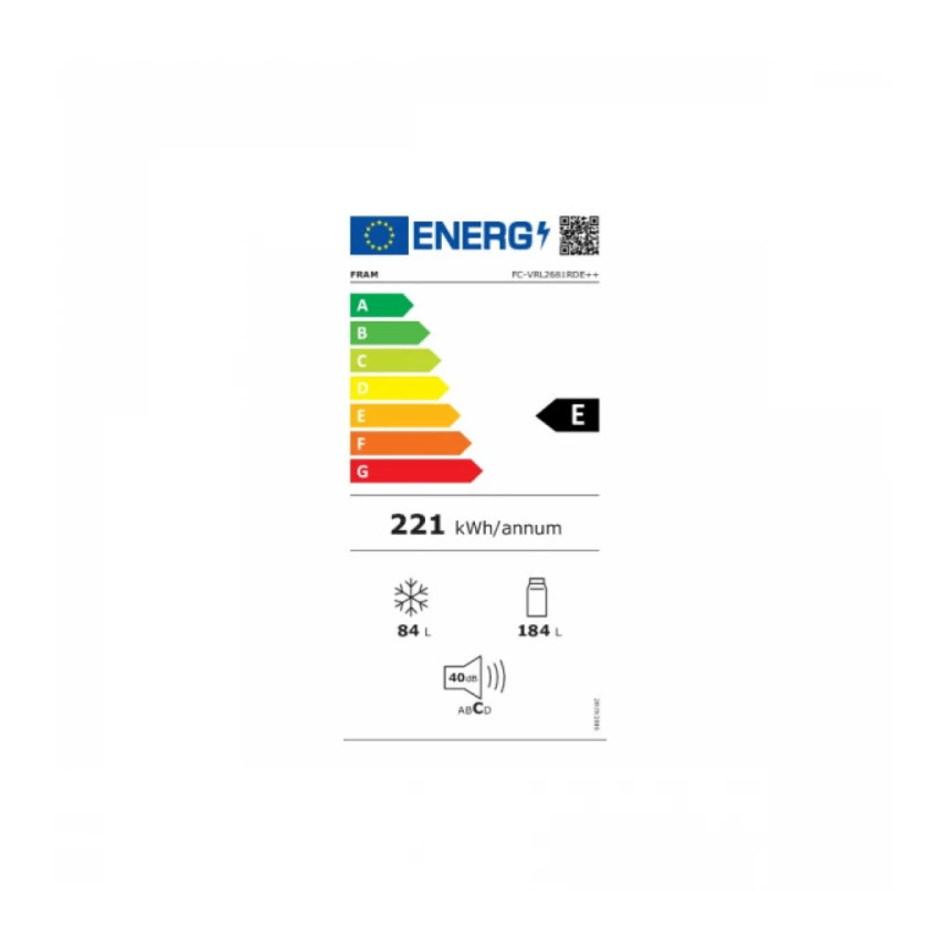 Kombinovani frižider Fram FC-VRL2681RDE++268l/60x170/crveni
