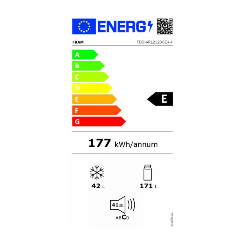Kombinovani frižider Fram FDD-VRL212BGE++ 212l/55x145/krem
