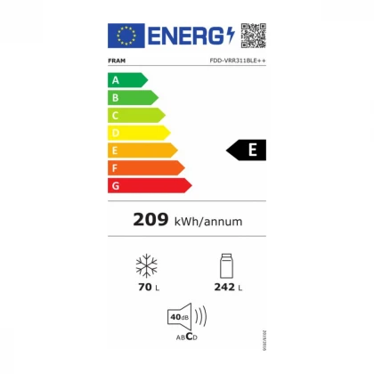 Kombinovani frižider Fram FDD-VRR311BLE++ 311l/60x180/plavi