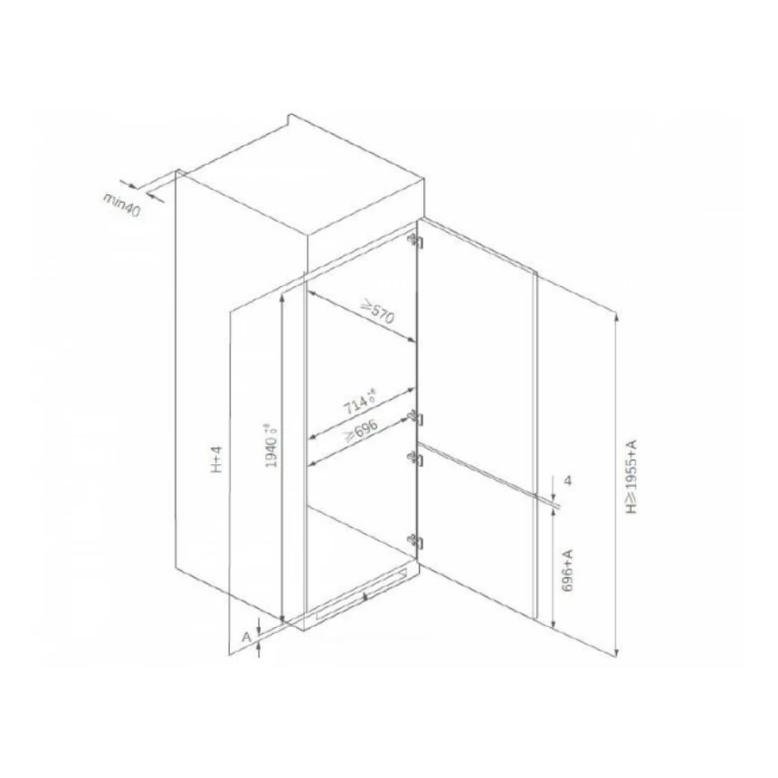 Kombinovani frižider HEINNER HCNF-BIM403INVD/No Frost/inverter/ugradni/69x195,3